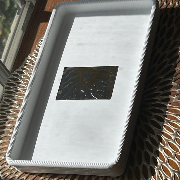 Anne Klein Home Modern White Rectangular Tray NEW - Picture 8 of 14